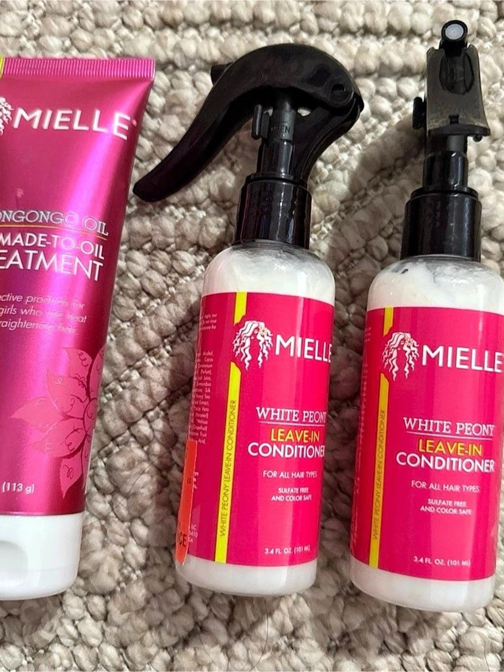 NWT Mielle White Peony Leave-In Conditioner and Mongongo Oil Pomade-to-Oil Treat
